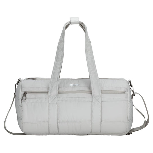 Product Image – Bench Georgia Weekender gym bag in light gray with twin handles, shoulder strap, and front zip pocket.