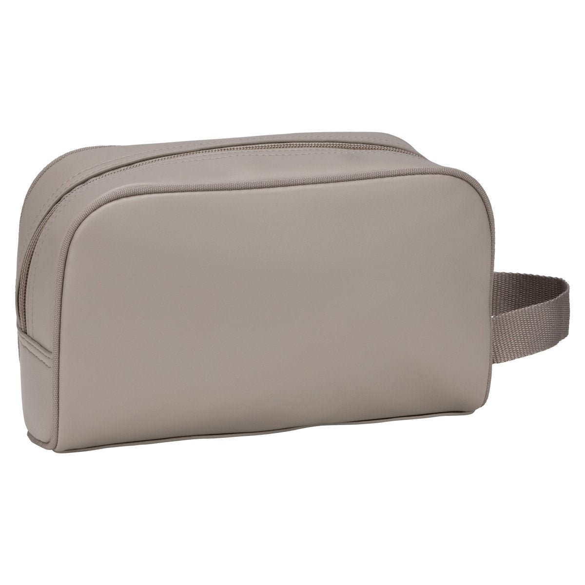 Bench Jayce Toiletry Bag by Bench: rectangular taupe bag with zipper and side fabric handle.
