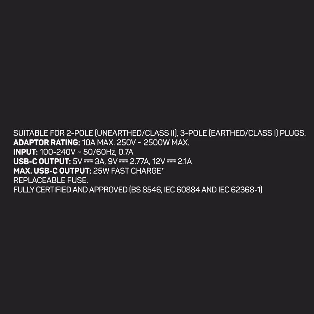 Go Travel World-UK USB-C Adaptor + (25W)