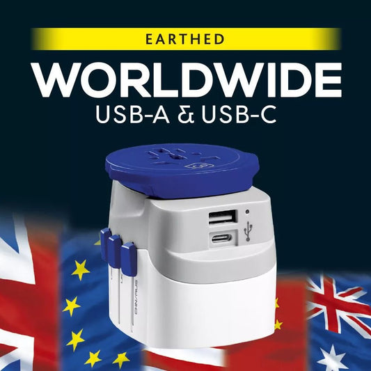 Product Image – Go Travel Worldwide Adaptor + USB-A & USB-C