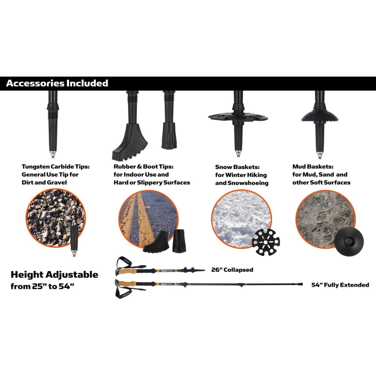 Icetrax Aluminum Trekking PolesWalking Poles