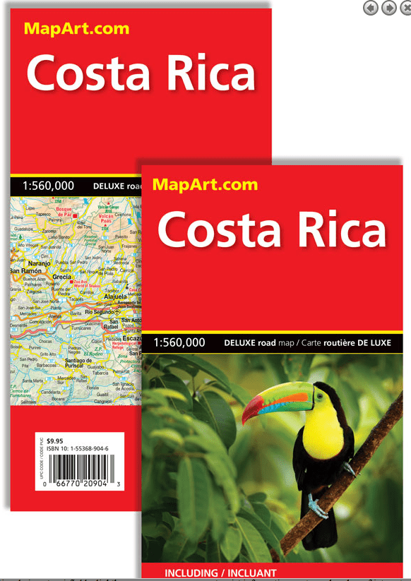MapArt Costa Rica Deluxe Road Map