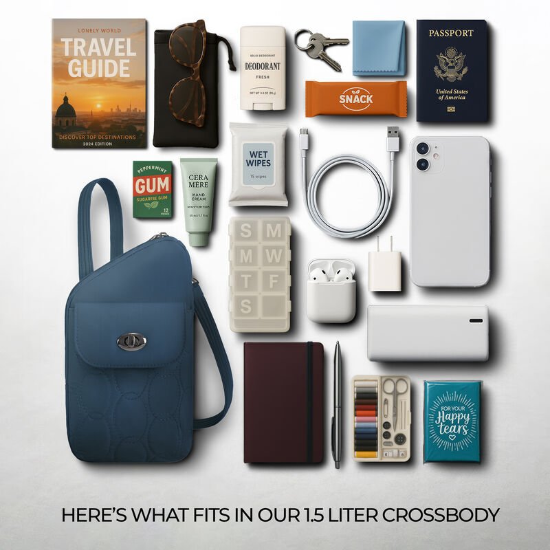 Travelon Runways Anti-Theft Slim Asymmetric Crossbody