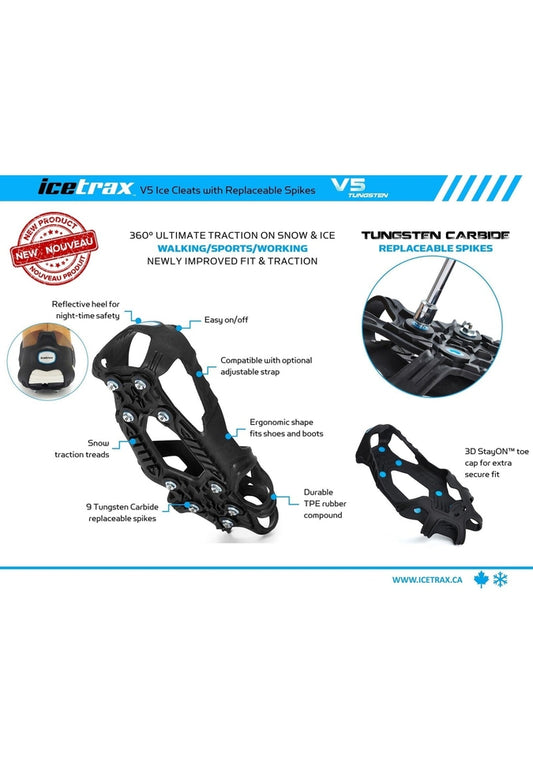 Product Image – Icetrax V5 Tungsten Ice Cleats with Replaceable SpikesIceTraxS/M