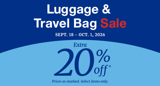 Luggage and Travel Bag Sale, Sept 18 - Oct 1, 2026. Extra 20% off.