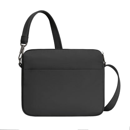 The Travelon Roam Anti-theft Crossbody offers a sleek, minimalist design and adjustable strap in lightweight black nylon.