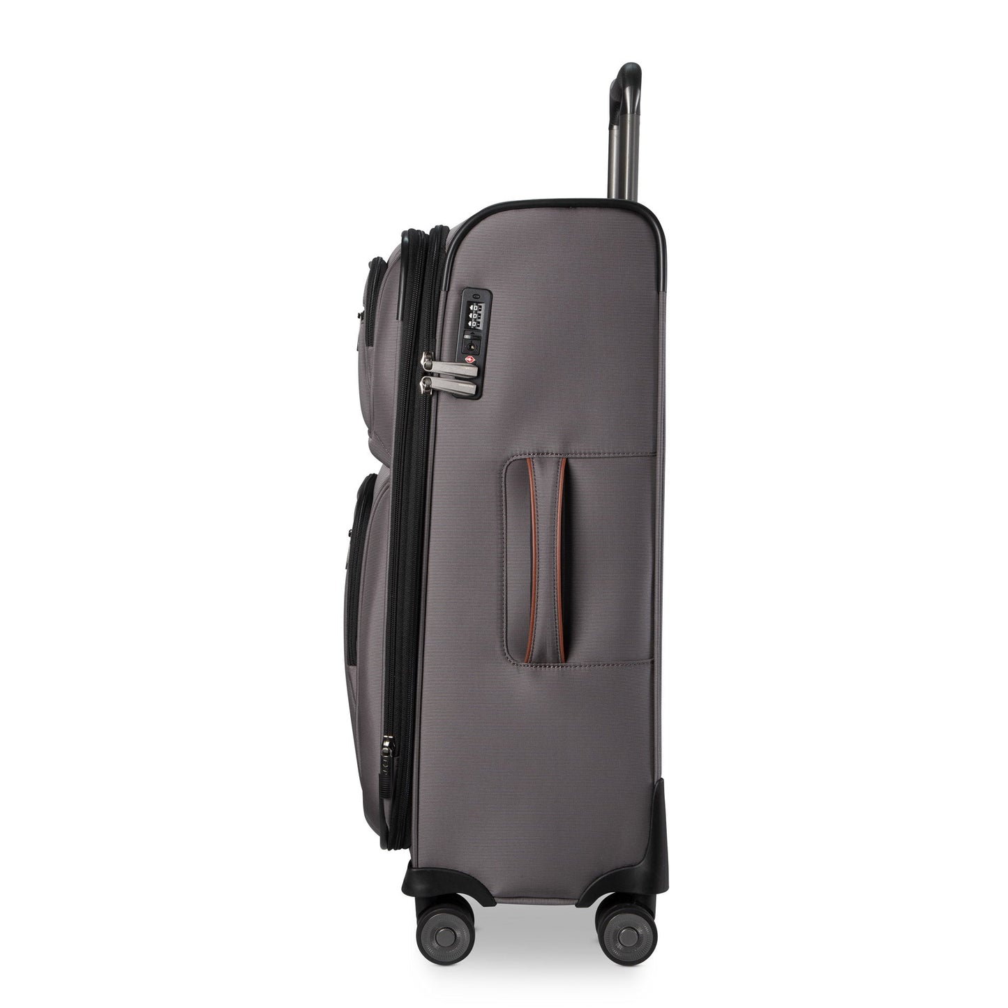 Ricardo Beverly Hills Montecito 3.0 medium gray softside spinner with side handle, combo lock, and four wheels.