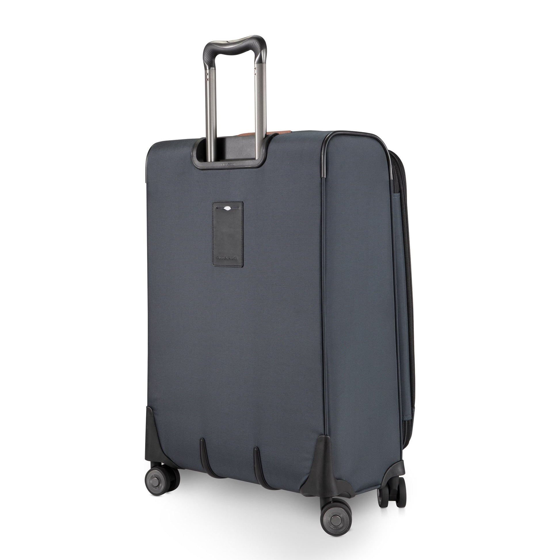 Ricardo Beverly Hills Montecito 3.0 navy softside medium spinner luggage, shown from the back.