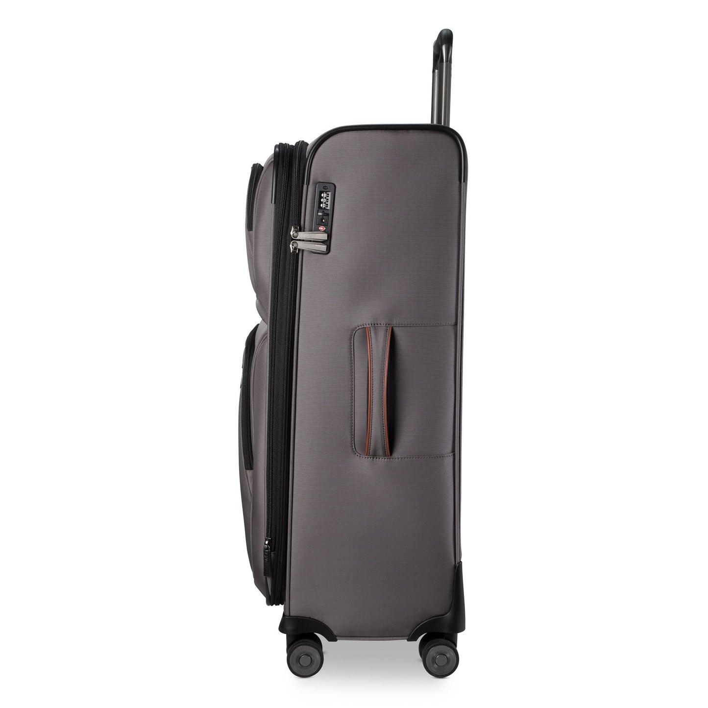 Ricardo Beverly Hills Montecito 3.0 softside large check-in spinner, shown side view with handle and wheels.