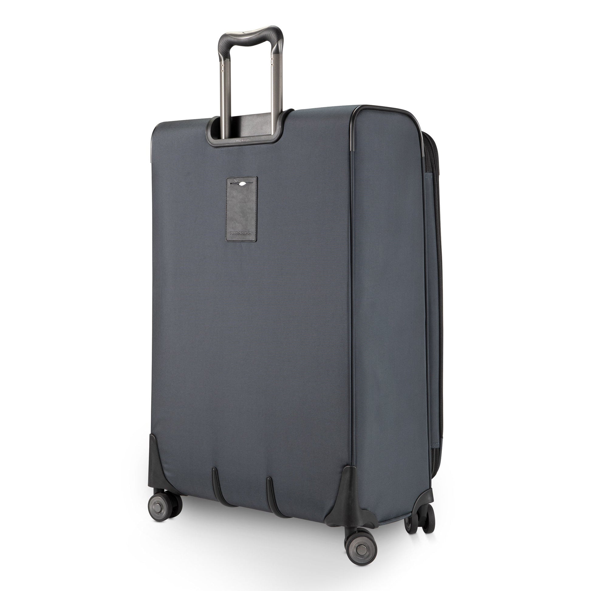 Ricardo Beverly Hills Montecito 3.0 is a large expandable spinner suitcase with an extended telescopic handle.