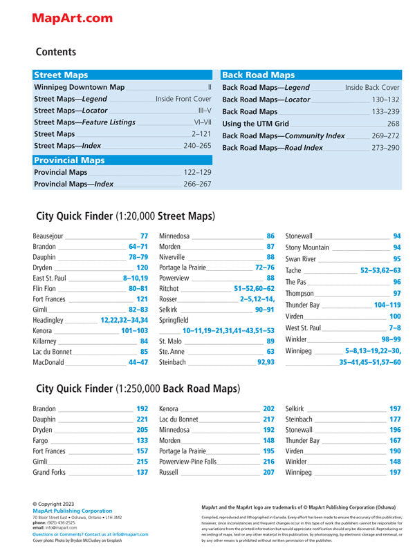 Winnipeg & Manitoba Street Atlas/Manitoba Back Road Atlas 2023 Edition