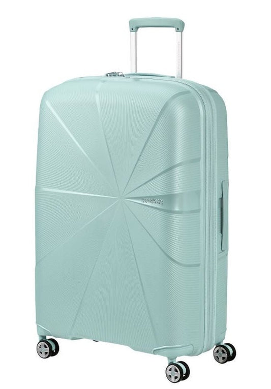 Product Image – American Tourister StarVibe Large SpinnerLuggageMetallic Surf Blue