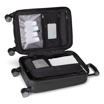 Atlantic Propeller 19" Hardside Spinner Carry-on, black, open view packed