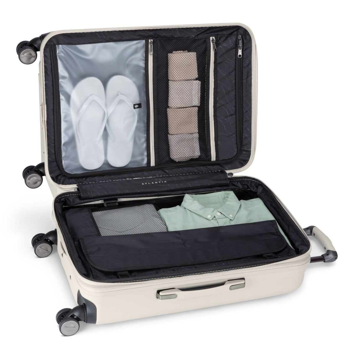 Atlantic Propeller 24" Hardside Expandable Spinner, pumice stone, open view, packed