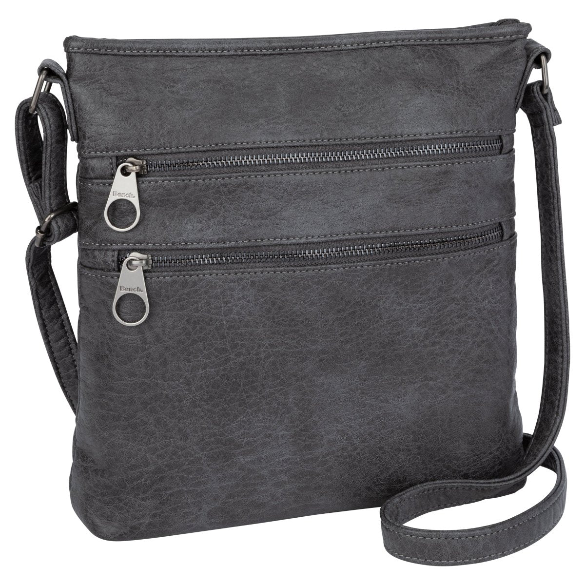 Bench Double Front Zip Pocket CrossbodyBagGrey