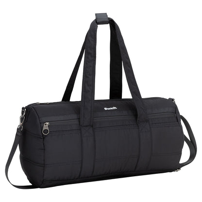 The Bench Georgia Weekender is a black bag with double handles and a detachable shoulder strap.