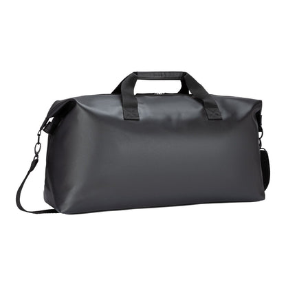 The Bench Jayce East West Weekender is a black bag with short handles and detachable strap—ideal for travel.