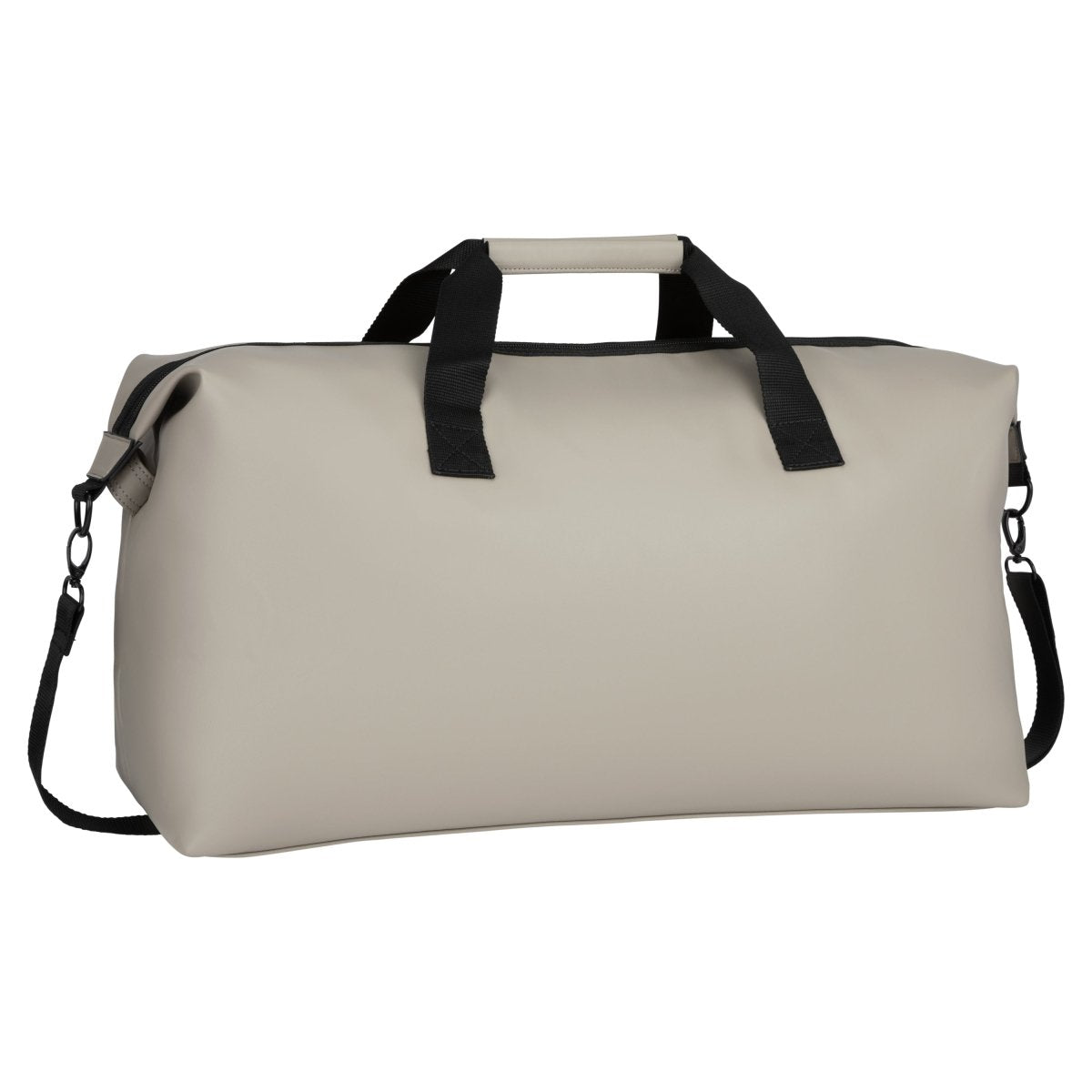 Bench Jayce East West Weekender in taupe with black handles, RFID protection, and detachable shoulder strap.