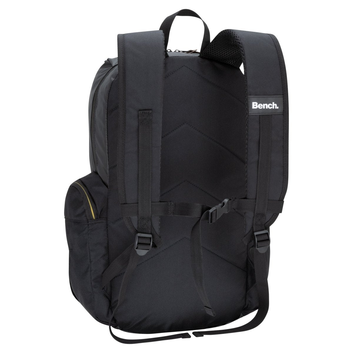 The Bench Terra Backpack is a durable laptop backpack with the Bench logo on one strap, shown from the back.