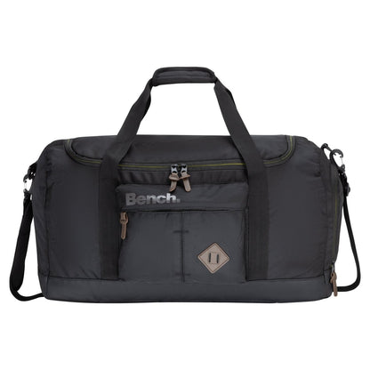 Bench Terra Sports Bag in black with dual handles, front pocket, zipper closure, and adjustable shoulder strap.