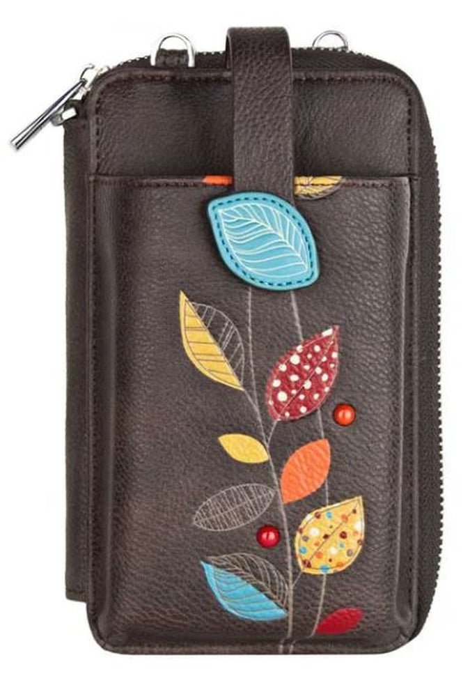 Espe Petal Smartphone PouchCrossbodyBrown