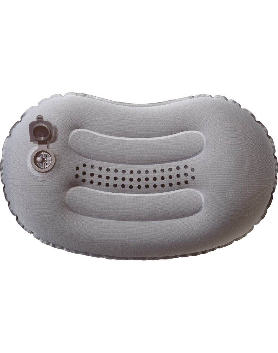 Back view of Go Travel Compact Universal Travel Pillow, with air valve opened.