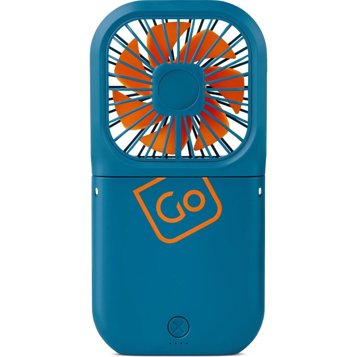 The Go Travel Flexi Fan is a blue USB-C fan with orange blades and "Go"—ideal for travel.