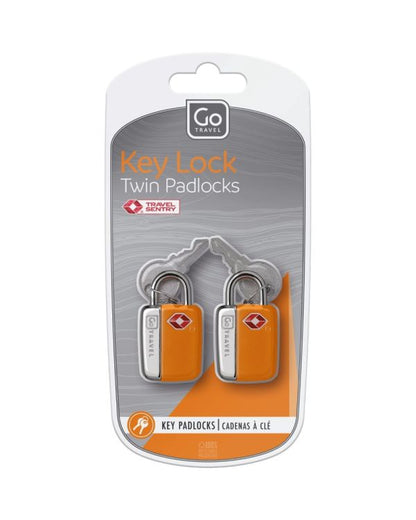Go Travel Key Lock Twin TSA Padlocks, orange, package view.
