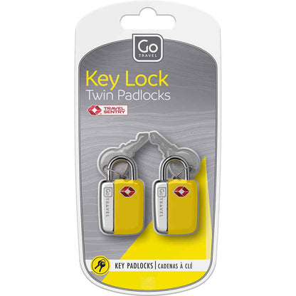 Go Travel Key Lock Twin TSA Padlocks, yellow, package view.