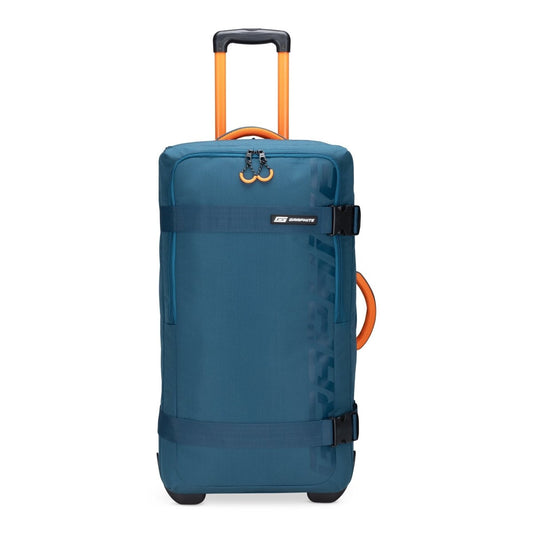 Product Image – Graphite Metamorph 28" Upright Rollaboard, teal, front view.