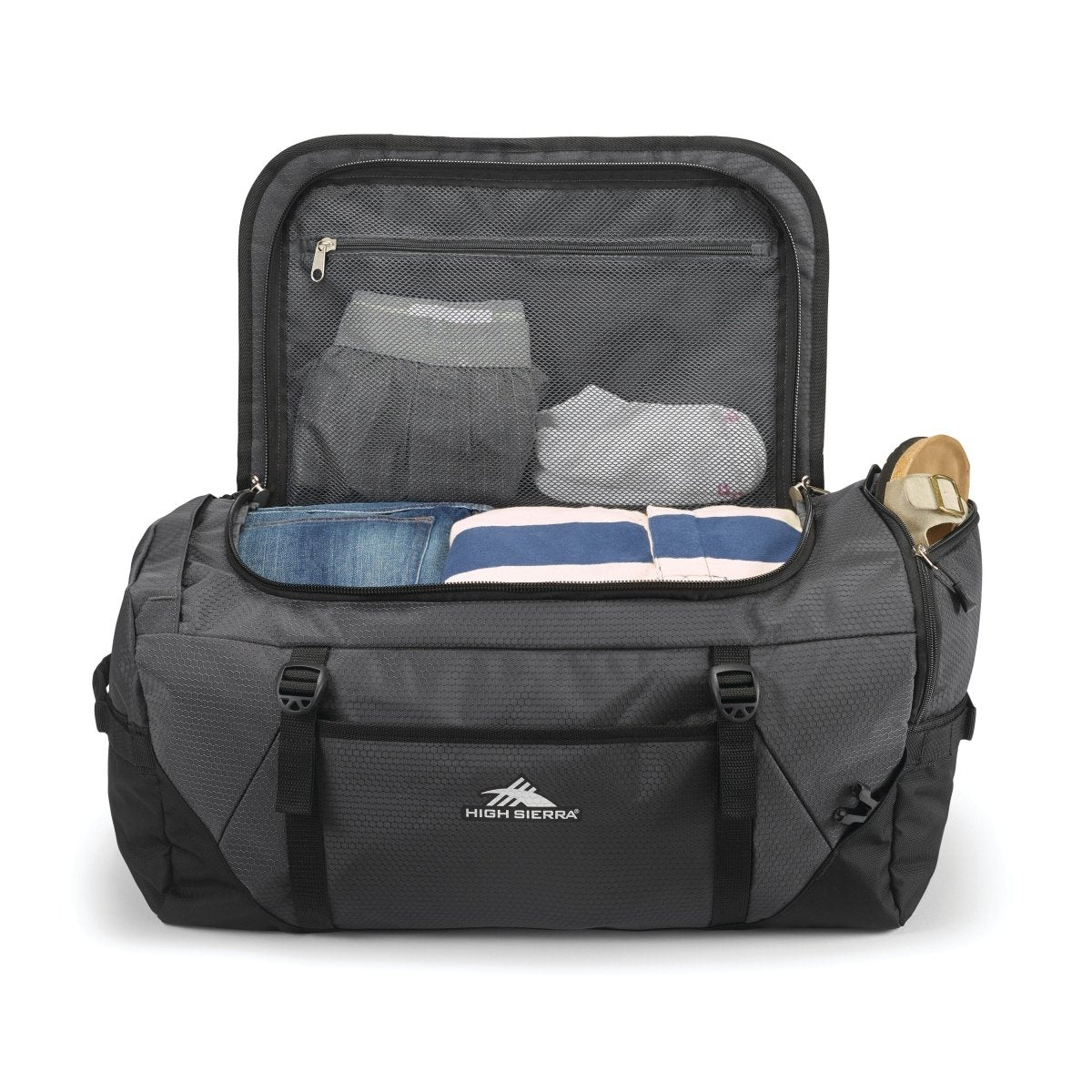 High Sierra Fairlead Collection Convertible DuffleDuffel BagsTrue Navy - Graphite Blue