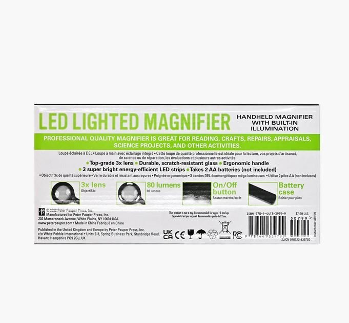 Peter Pauper Press 3 LED Hand - Held MagnifierLight