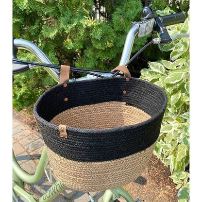 Prairieknotco Bike BasketBicycle BasketHemp with Black