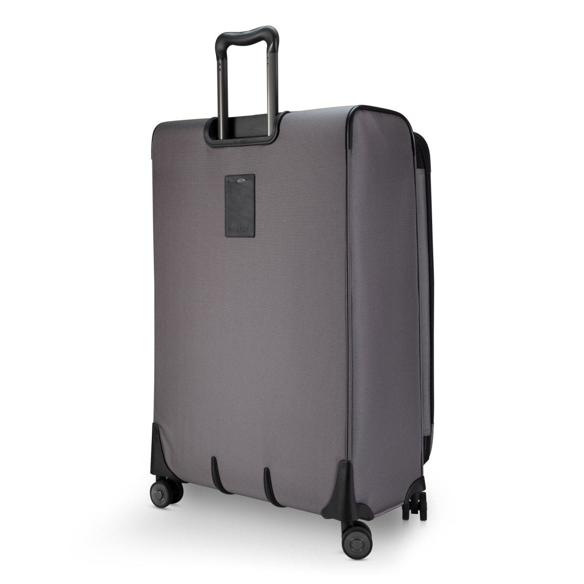 Ricardo Beverly Hills Montecito 3.0 large gray spinner with black handle and tag, expandable softside.