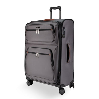 Ricardo Beverly Hills Montecito 3.0 gray medium softside spinner: 4 wheels, 2 zip pockets, telescopic handle.