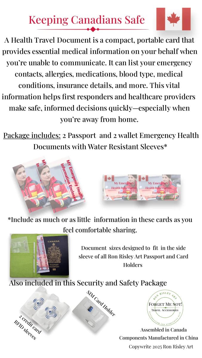 Ron Risley Art RFID Passport and Card Holder - Includes Emergency Health Document