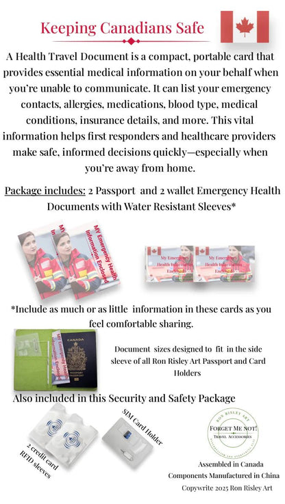 Ron Risley Art RFID Passport and Card Holder - Includes Emergency Health Document