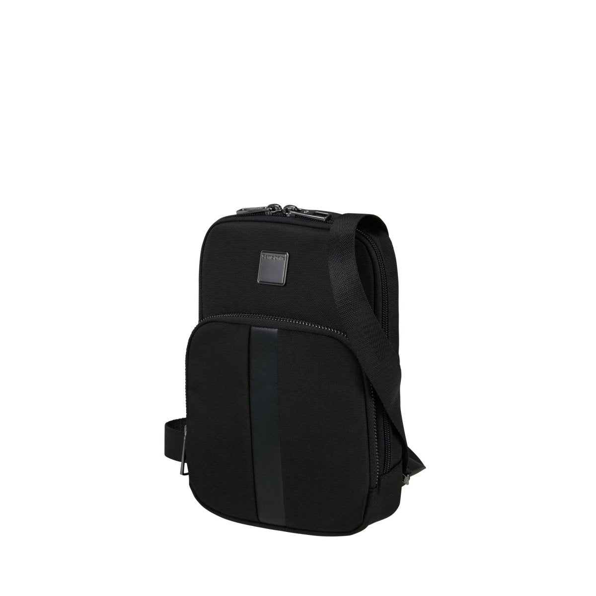 The Samsonite SackSquare Crossbody Small is a stylish black crossbody bag from Samsonite, featuring a front zippered pocket and an adjustable strap, ideal for everyday use and hands-free convenience.