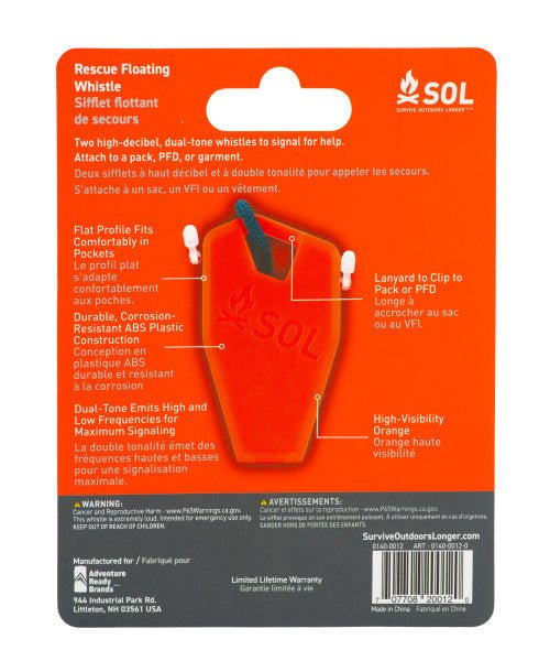 SOL Rescue Floating Whistle - 2 Pack