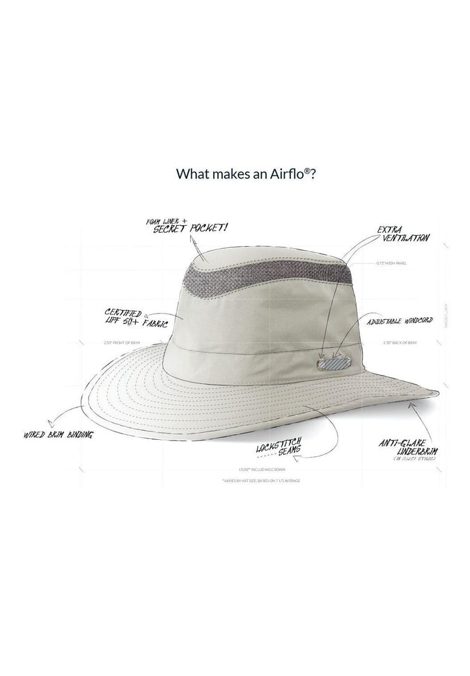 White Tilley LTM5 Airflo® hat with mesh around the crown, offering UPF 50+ sun protection and ventilation.