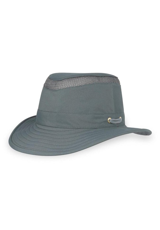 Tilley LTM5 Airflo® hat with mesh around the crown for ventilation, featuring a guaranteed-for-life, water-repellent finish, and wind cords system.