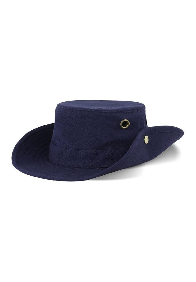 Image showing front three-quarter view of hat in navy blue.