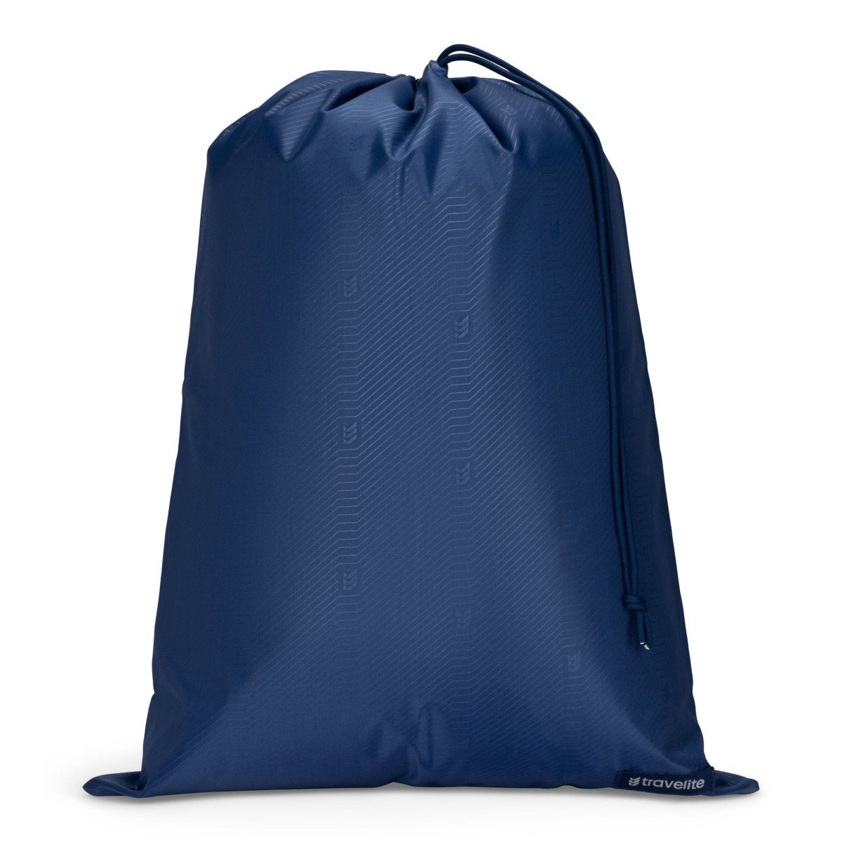 Set sail blue drawstring laundry bag, staged