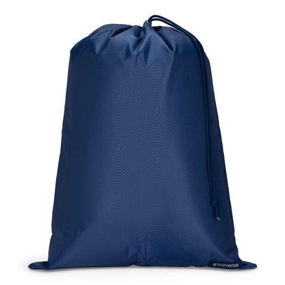 Set sail blue drawstring laundry bag, staged
