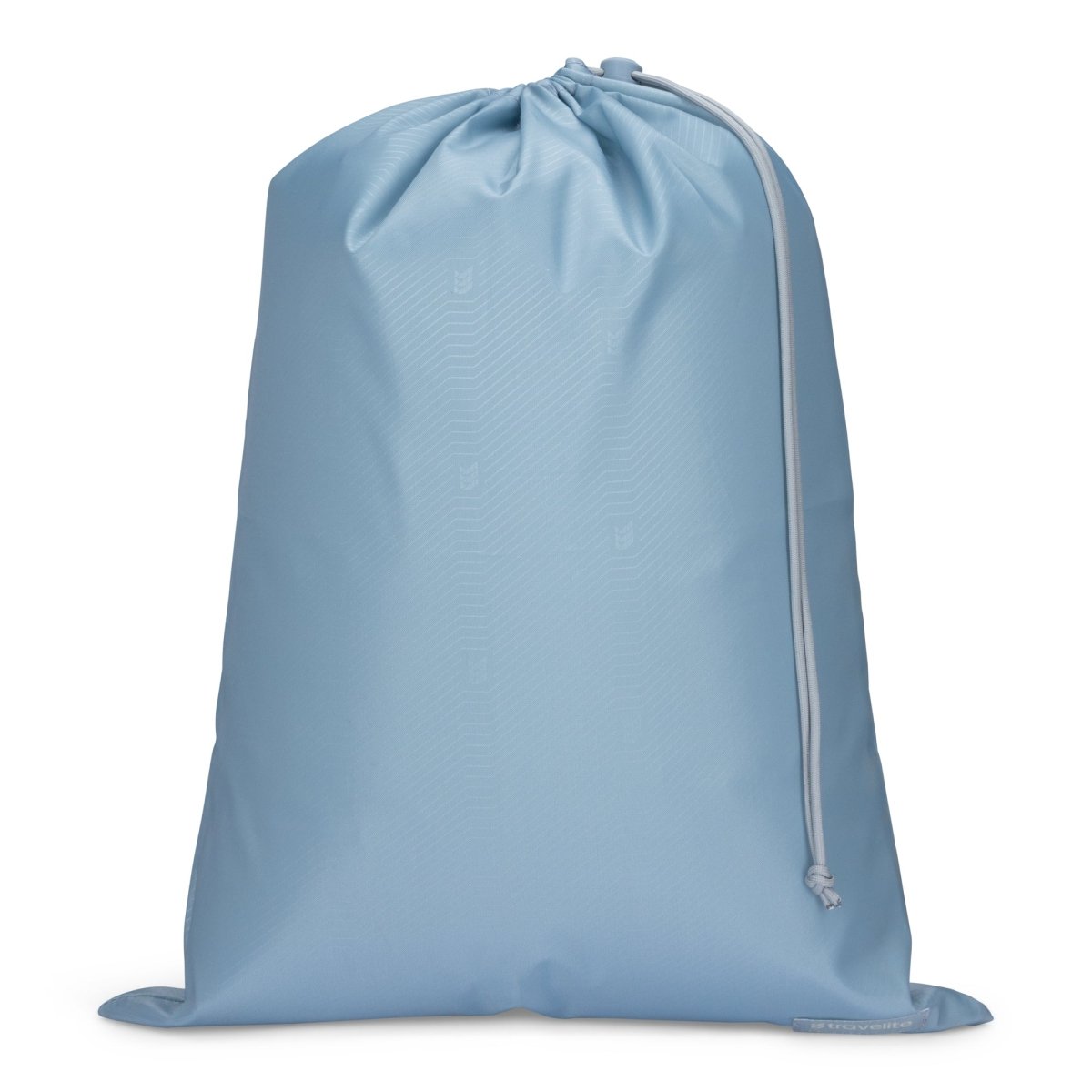 Niagara Mist light blue drawstring laundry bag, staged