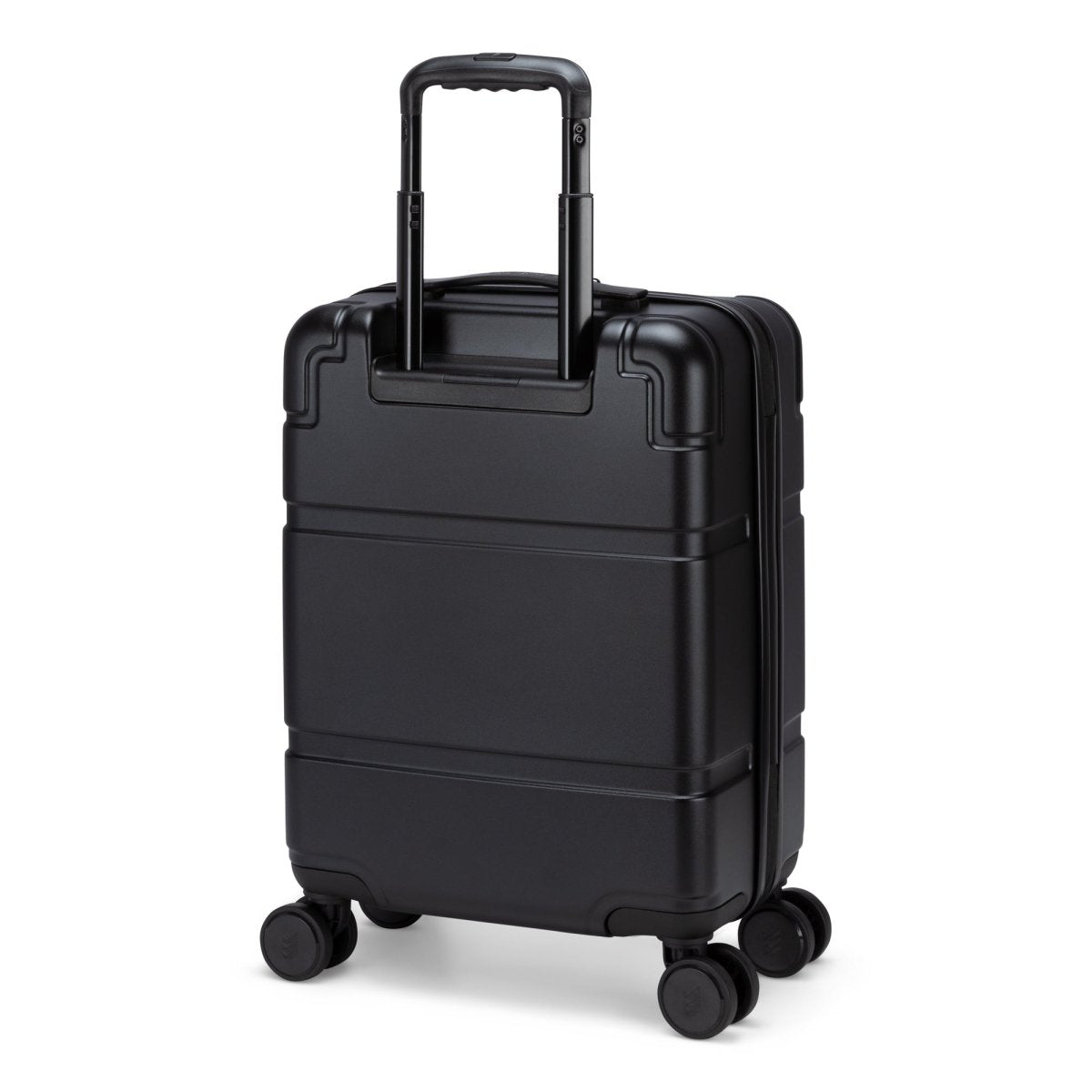 Travelite's Itinerary Carry-on: Black hardside suitcase, 4 wheels, TSA lock, extended telescopic handle.