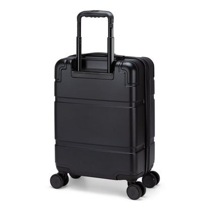Travelite's Itinerary Carry-on: Black hardside suitcase, 4 wheels, TSA lock, extended telescopic handle.