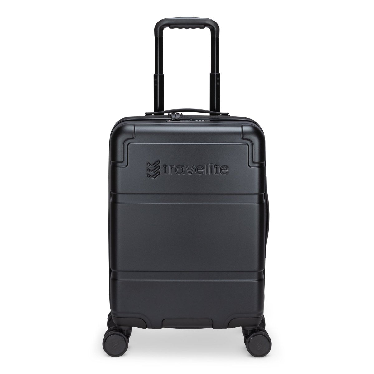 Travelite Itinerary Hardside Spinner Carry-on: Black, ultra-light, 4 wheels, extendable handle & TSA lock.