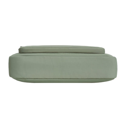Bottom view of moss Travelon Roam Anti-theft East/West Crossbody.