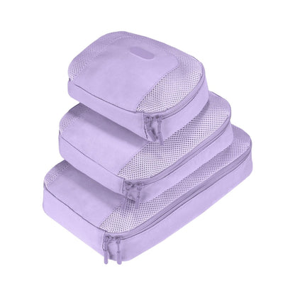 The Travelon Set of 3 Packing Cubes from Travelon are neatly stacked in small, medium, and large sizes to ensure organized travel.